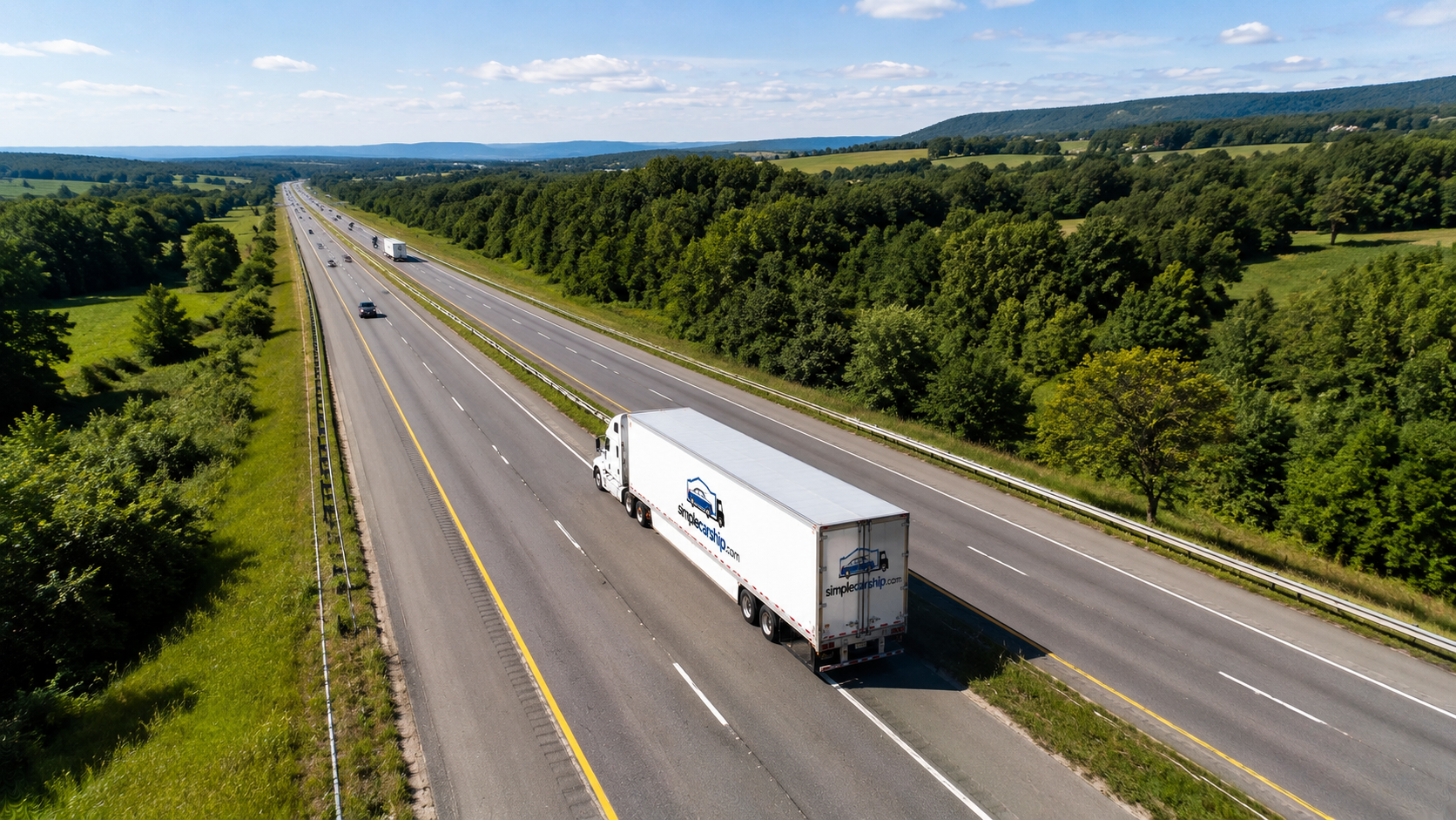 Simple Car Ship carrier traveling the interstate