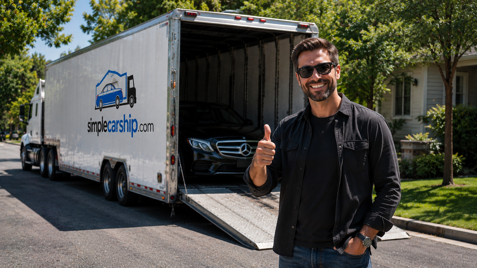 Customer receiving their vehicle after door-to-door car shipping from New Jersey to Georgia