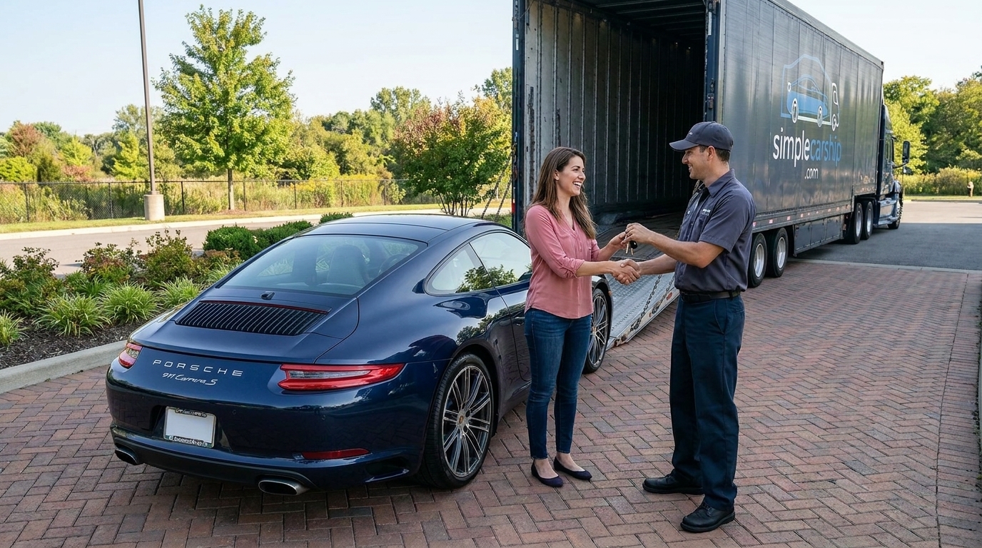 Customer receiving their vehicle after door-to-door car shipping from Michigan to Pennsylvania