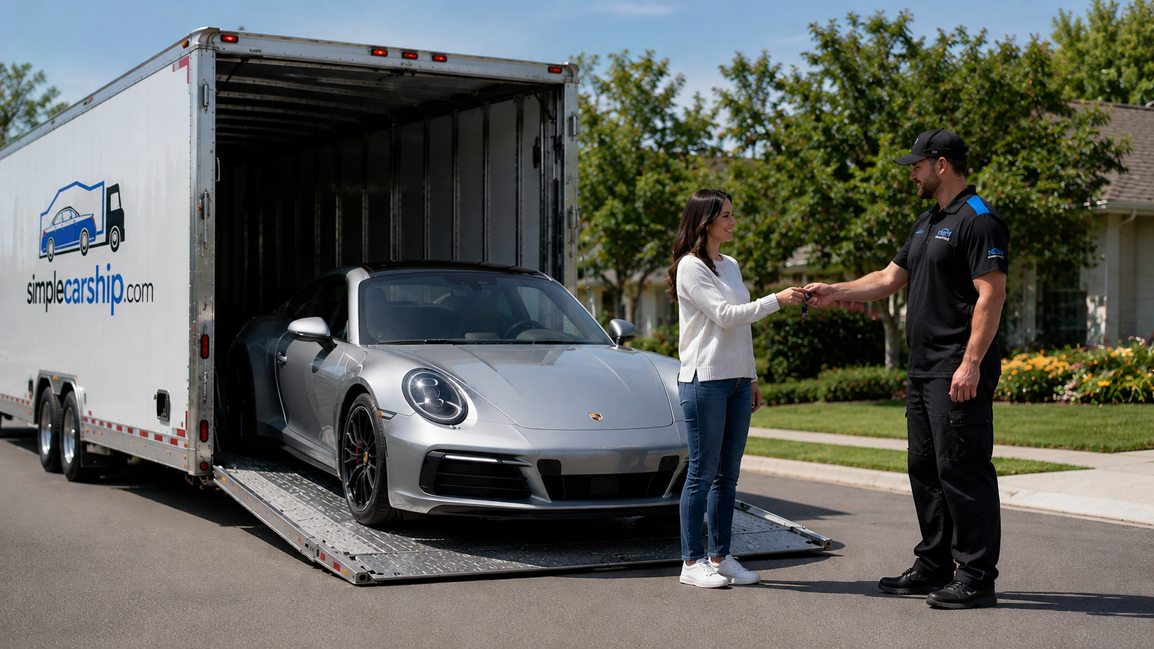 Customer receiving their vehicle after door-to-door car shipping from Nevada to Florida