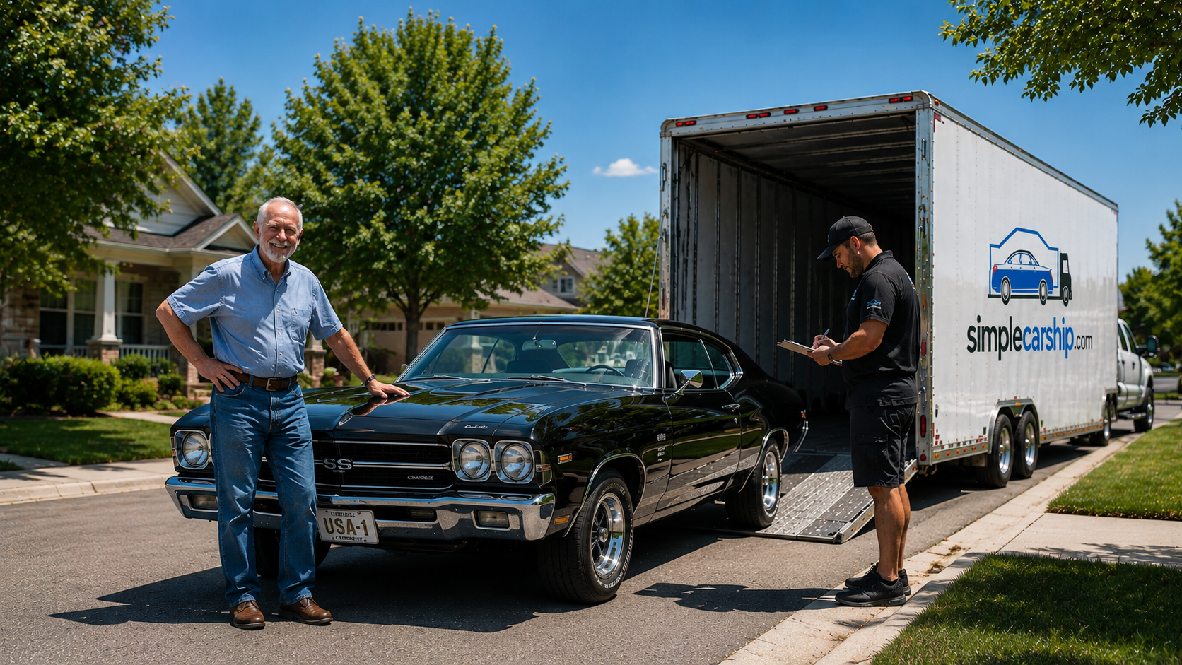 Customer receiving their vehicle after door-to-door car shipping from Washington to Illinois