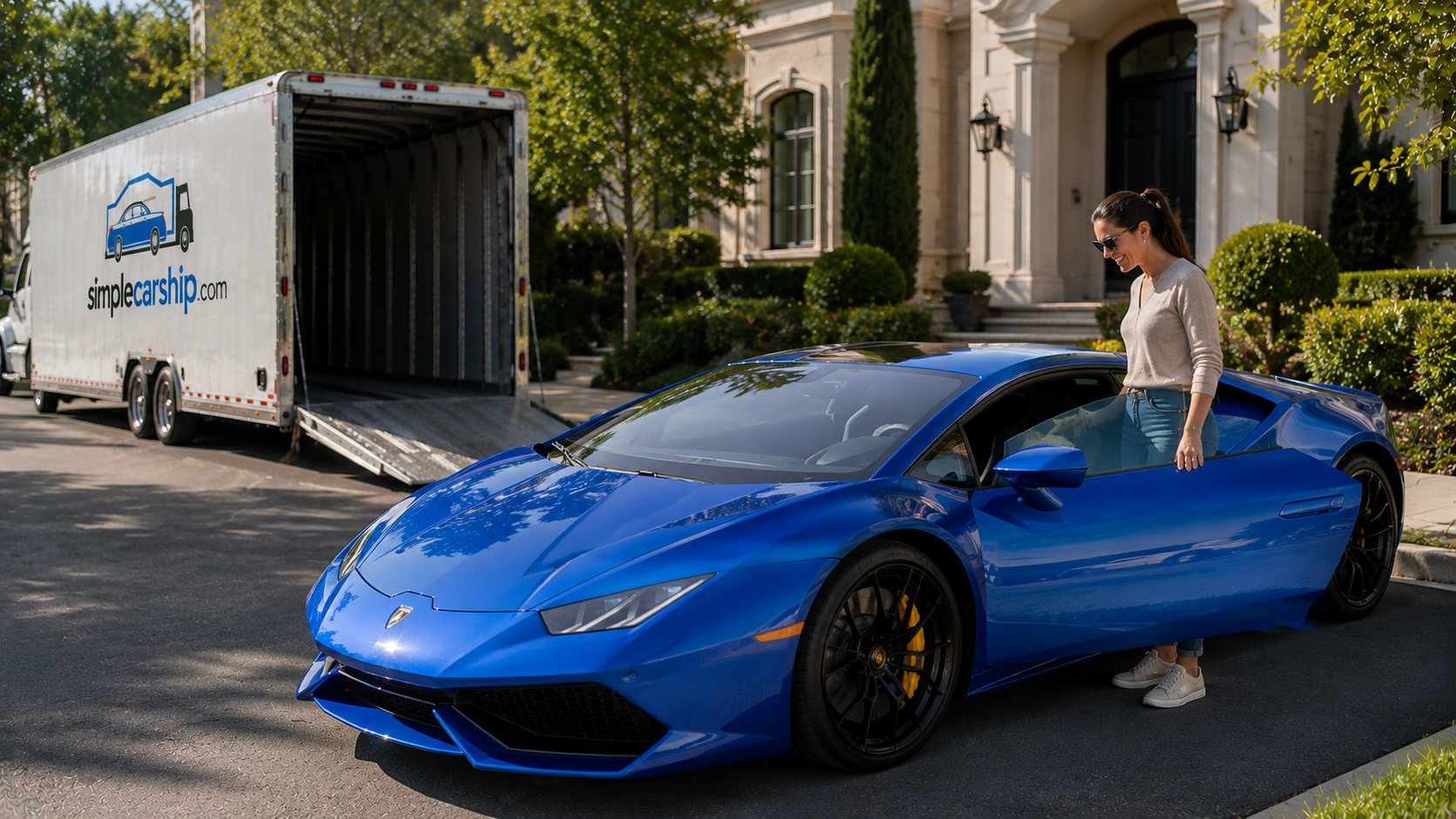 Customer receiving their vehicle after door-to-door car shipping from New York to Massachusetts