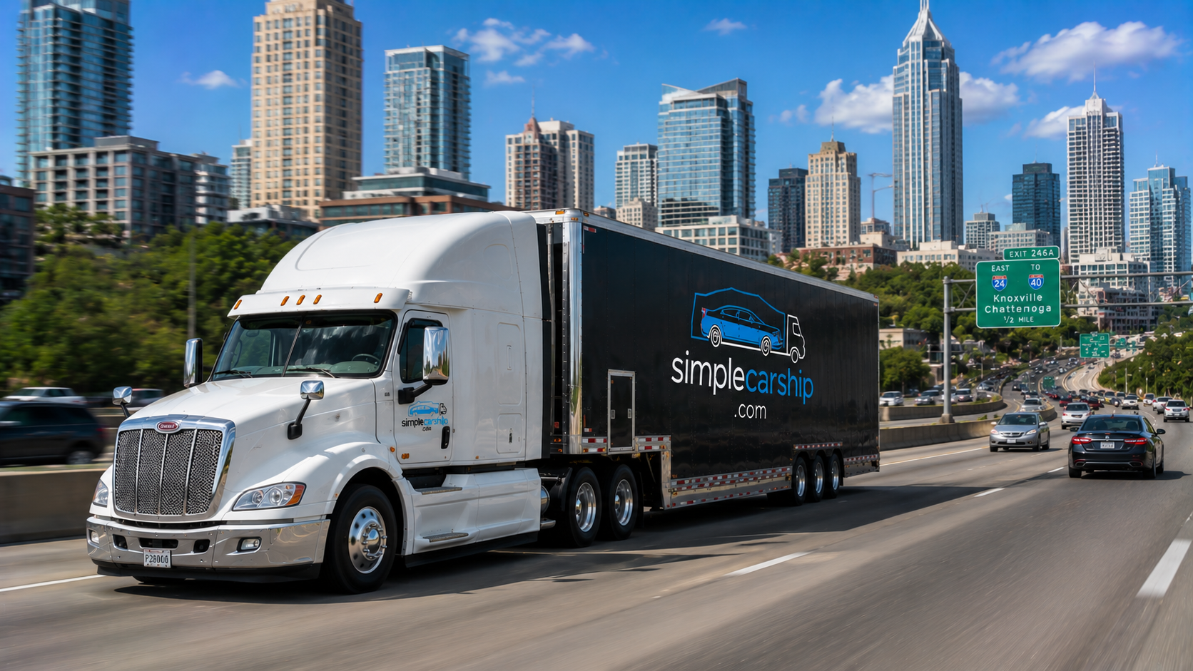 Simple Car Ship car carrier driving the highway route from Washington to Pennsylvania