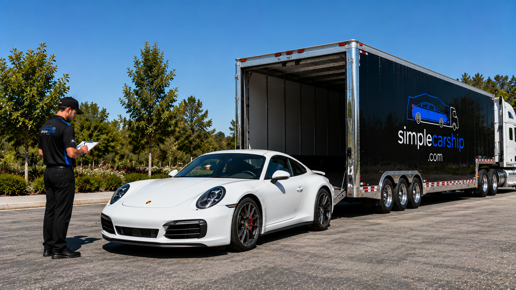 Luxury vehicle prepared for enclosed auto transport from Virginia to Ohio