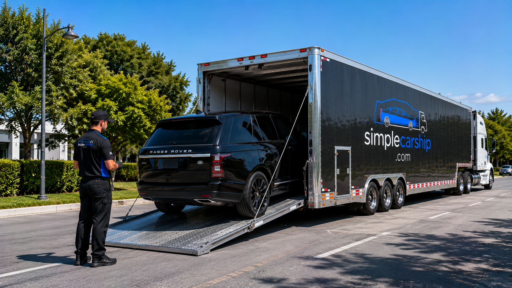 Luxury vehicle prepared for enclosed auto transport from New York to Colorado