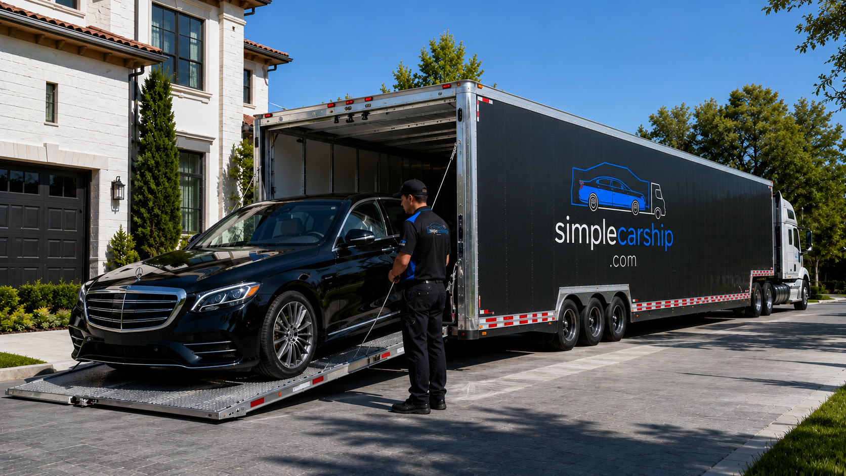 Luxury vehicle prepared for enclosed auto transport from Illinois to Michigan