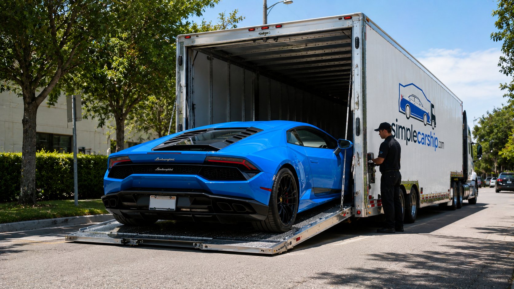 Luxury vehicle prepared for enclosed auto transport from New York to Minnesota
