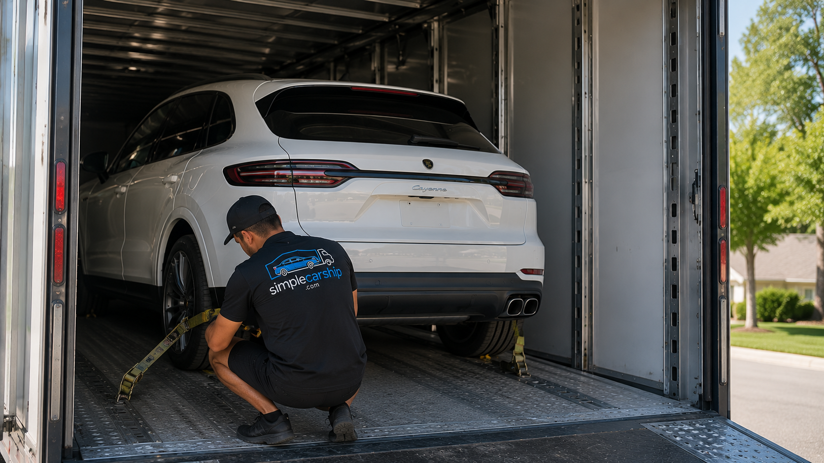 Vehicle being loaded onto a Simple Car Ship carrier for transport from New Jersey to Georgia