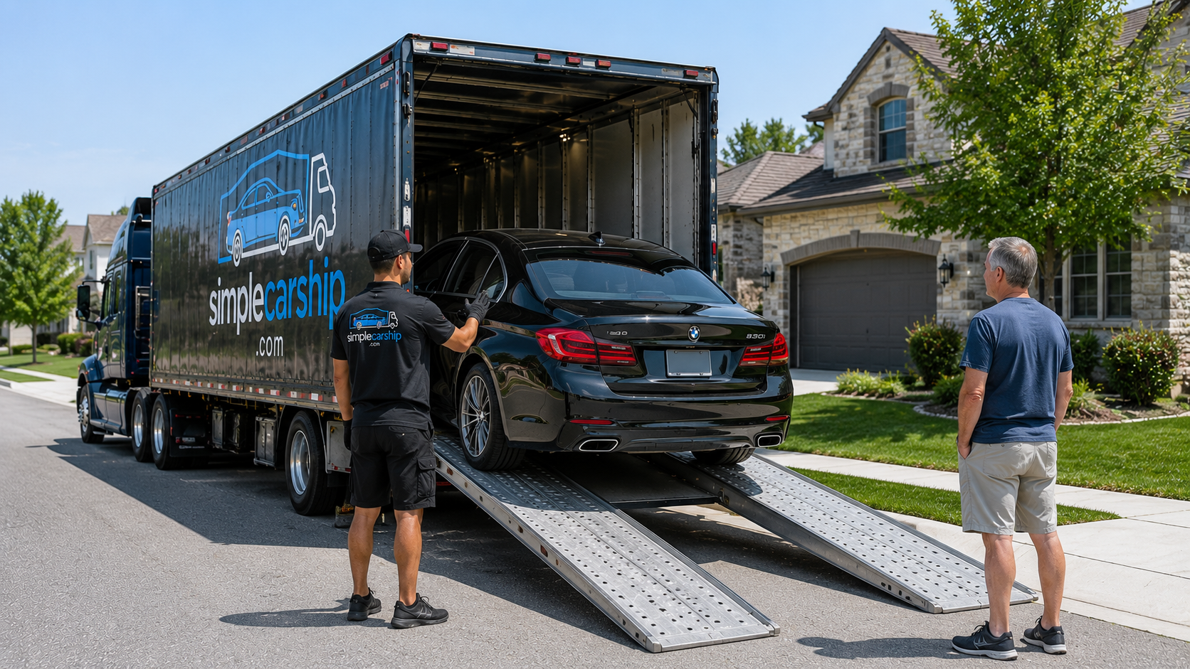Vehicle being loaded onto a Simple Car Ship carrier for transport from Illinois to Michigan