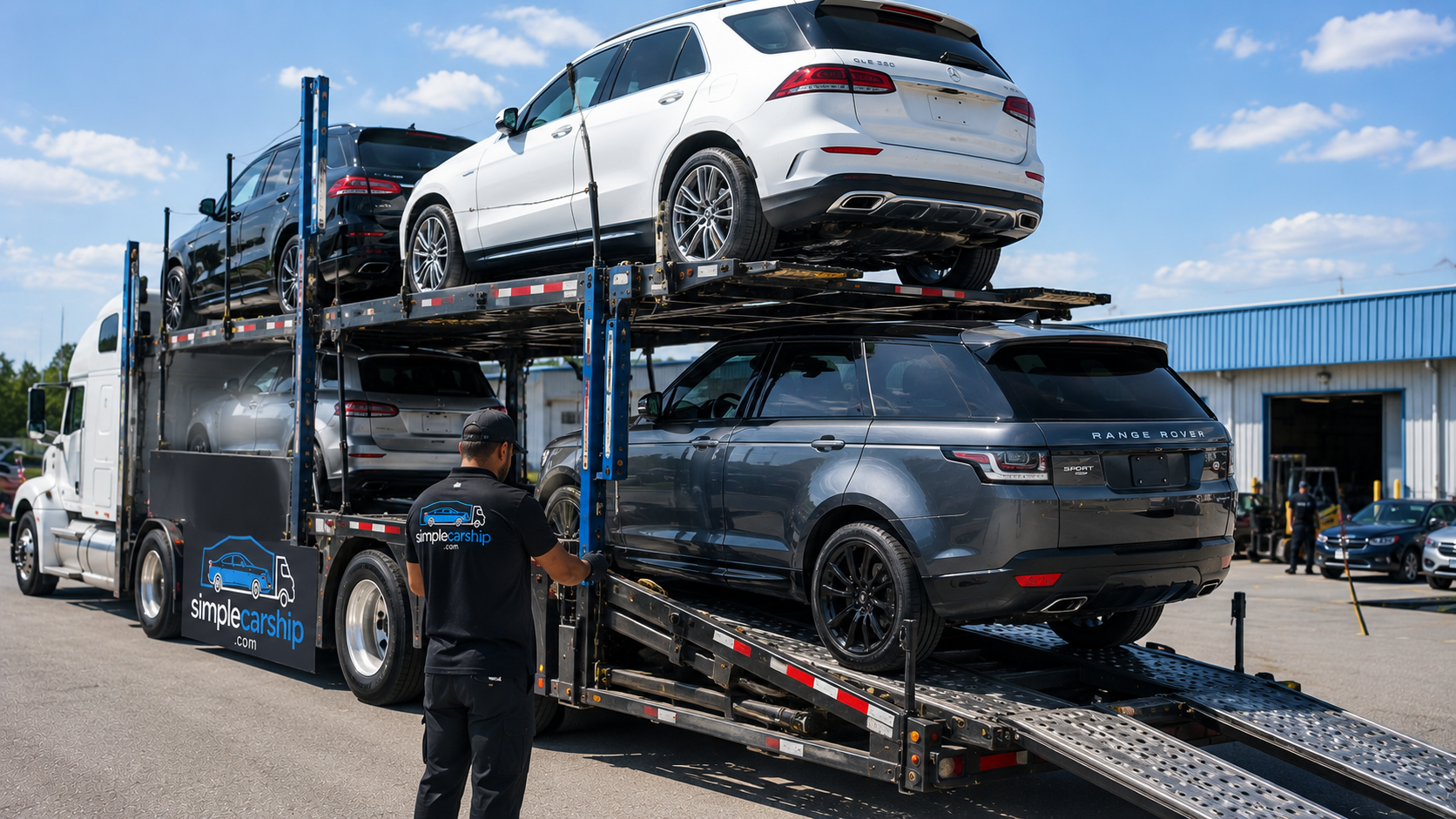 Vehicle being loaded onto a Simple Car Ship carrier for transport from Pennsylvania to Washington