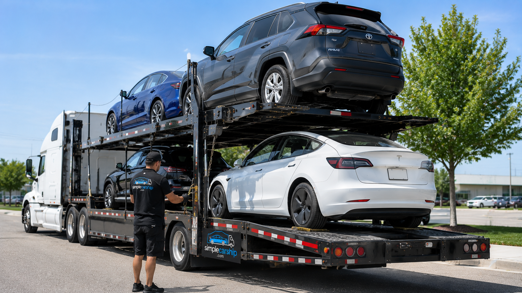Vehicle being loaded onto a Simple Car Ship carrier for transport from North Carolina to New Jersey