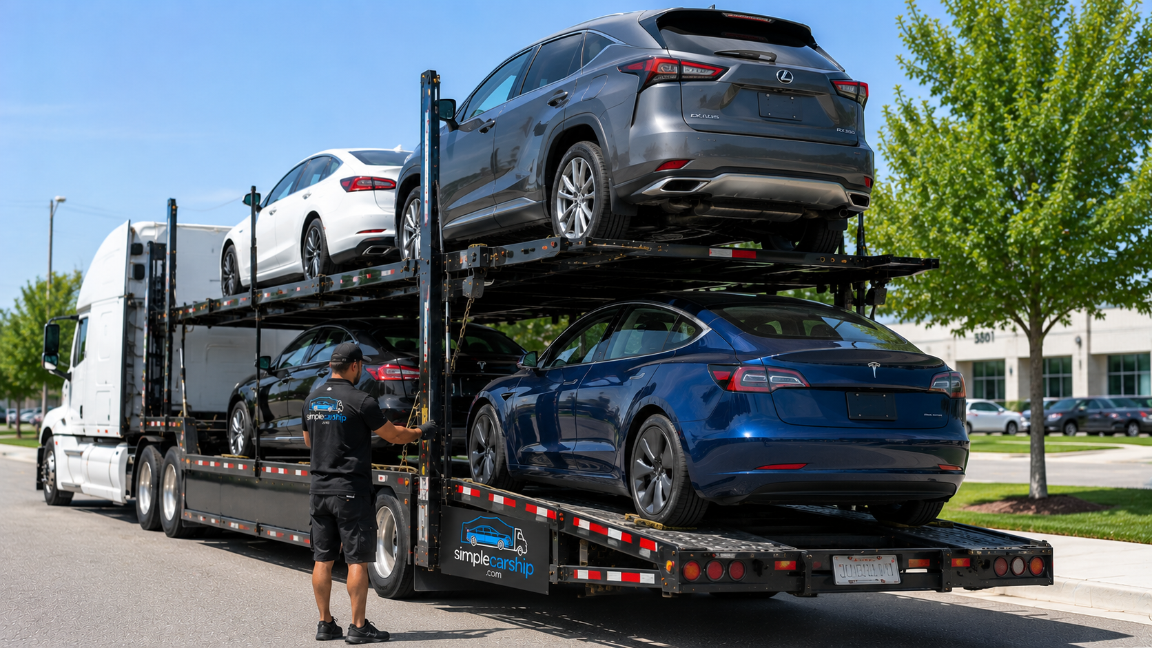 Vehicle being loaded onto a Simple Car Ship carrier for transport from New Jersey to Georgia